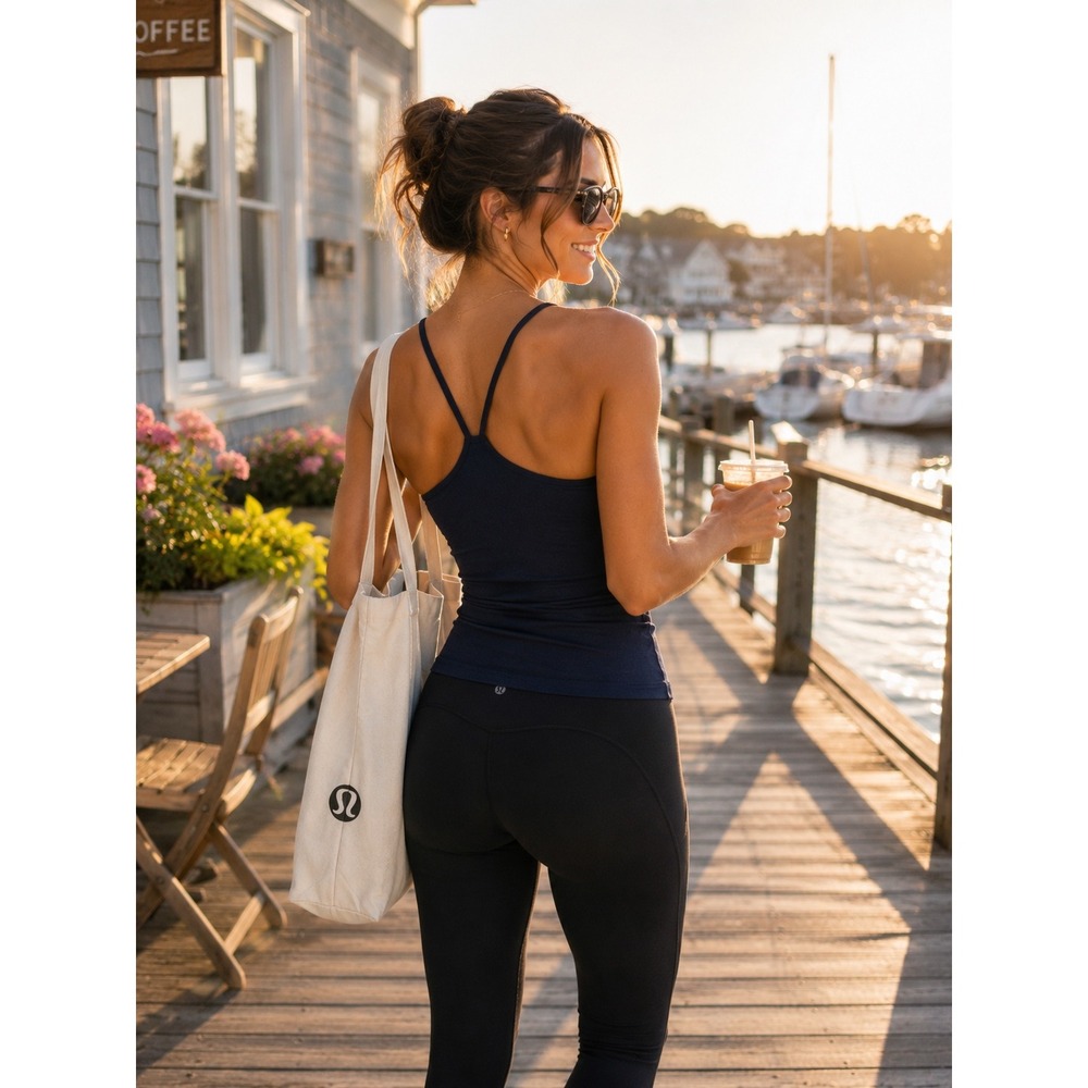 Lululemon Navy Shelf Bra Tank Top Strappy Yoga Workout Womens Size 6 Est